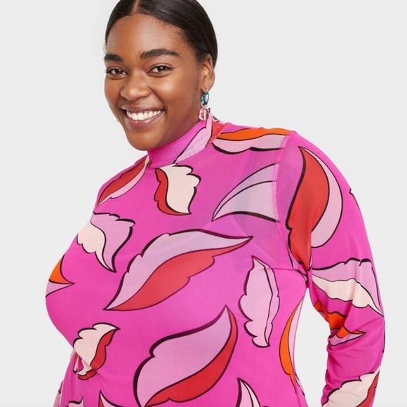 Vibrant Pink Patterned Women's Dress - Picture 6 of 7